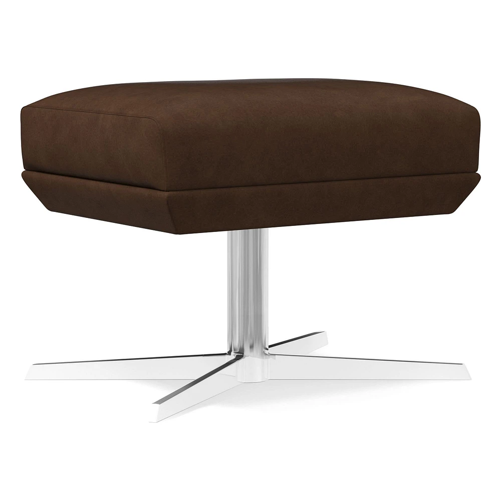 Austin Swivel Ottoman, Poly, Saddle Leather, Nut, Dark Bronze