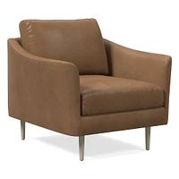 Sloane Chair, Poly, Saddle Leather, Nut, Champagne Bronze