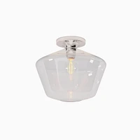 Sculptural Flush Mount Antique Brass Clear Glass Geo  (7")