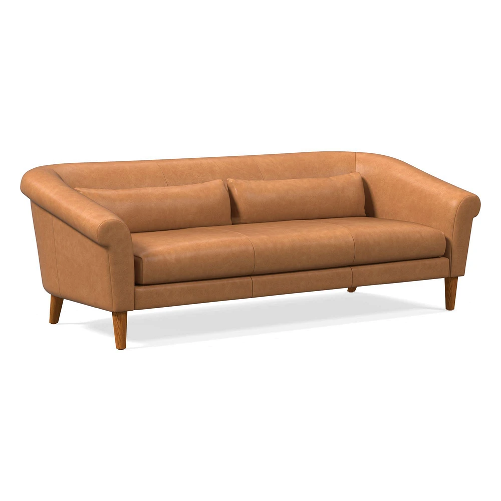 Parlour  82" Sofa, Ludlow Leather, Gray Smoke, Pecan