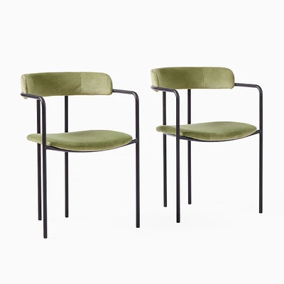 Chip & Dent: Lenox Dining Chair, S/2, Deluxe Velvet, Tarragon, Matte Black