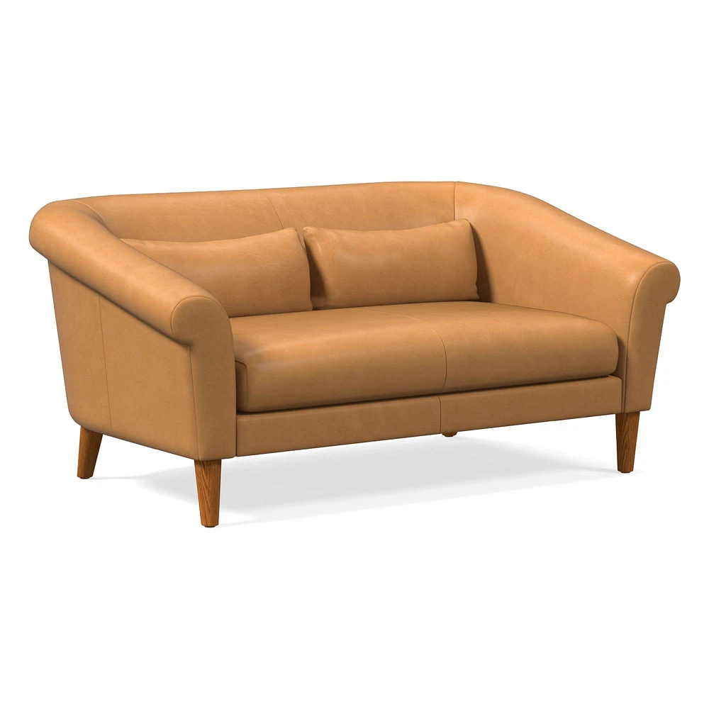 Parlour  82" Sofa, Ludlow Leather, Gray Smoke, Pecan
