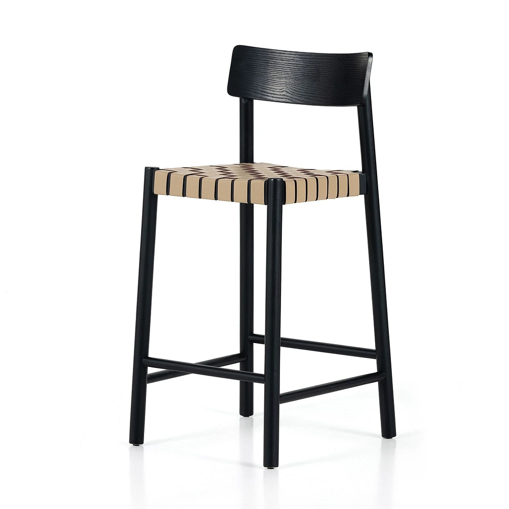 Heisler Bar Stool, Almond Leather Blend