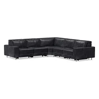 Axel Motion 119" 5-Piece Sectional, Saddle Leather, Nut, Dark Bronze