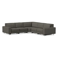 Axel Motion 119" 5-Piece Sectional, Saddle Leather, Nut, Dark Bronze