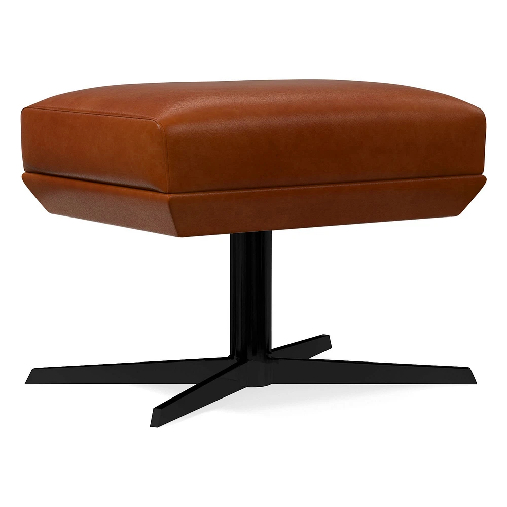 Austin Swivel Ottoman, Poly, Saddle Leather, Nut, Dark Bronze