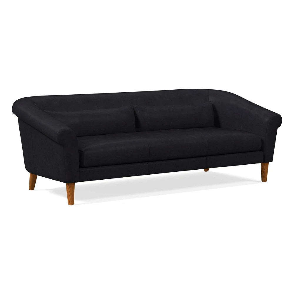 Parlour  82" Sofa, Ludlow Leather, Gray Smoke, Pecan