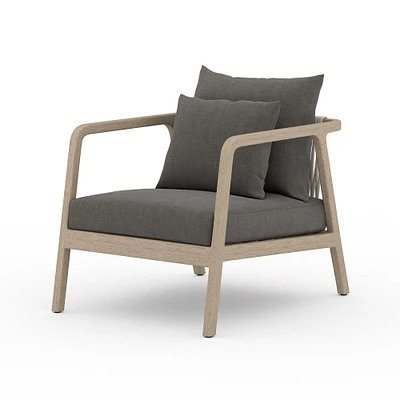 Rope & Wood Outdoor Chair, Charcoal Weathered Gray