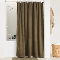 Plush Waffle Shower Curtain, White, 72"x74"