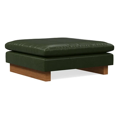 Harmony Ottoman, Down Blend, Leather, Old Saddle, Dark Walnut