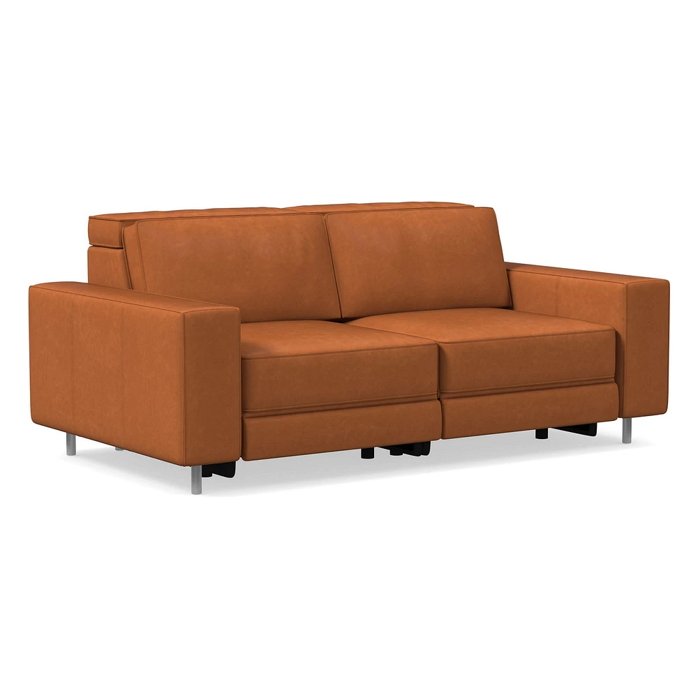 Axel Motion 78" Sofa, Saddle Leather, Nut, Dark Bronze