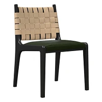 Dunham Dining Chair, Saddle Leather, Nut, Black, Black Straps