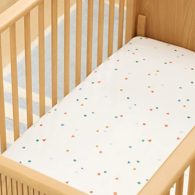 Tossed Geo Crib Fitted Sheet, Blue Multi