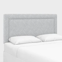 Upholstered Bordered Headboard, California King, Performace Velvet, Shadow