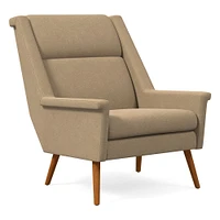 Carlo Highback Chair, Poly, Yarn Dyed Linen Weave, Alabaster, Pecan