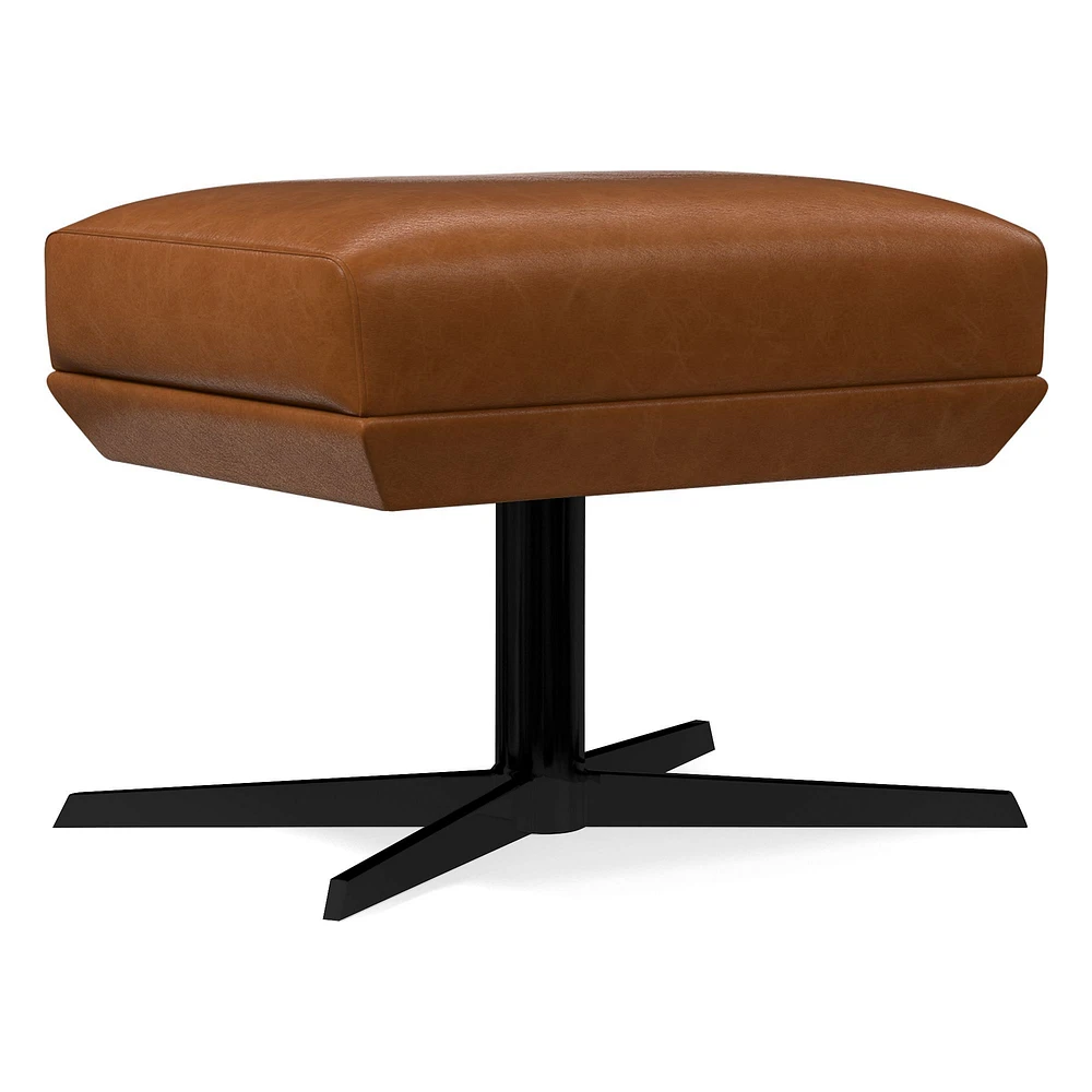 Austin Swivel Ottoman, Poly, Saddle Leather, Nut, Dark Bronze