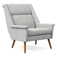 Carlo Highback Chair, Poly, Yarn Dyed Linen Weave, Alabaster, Pecan