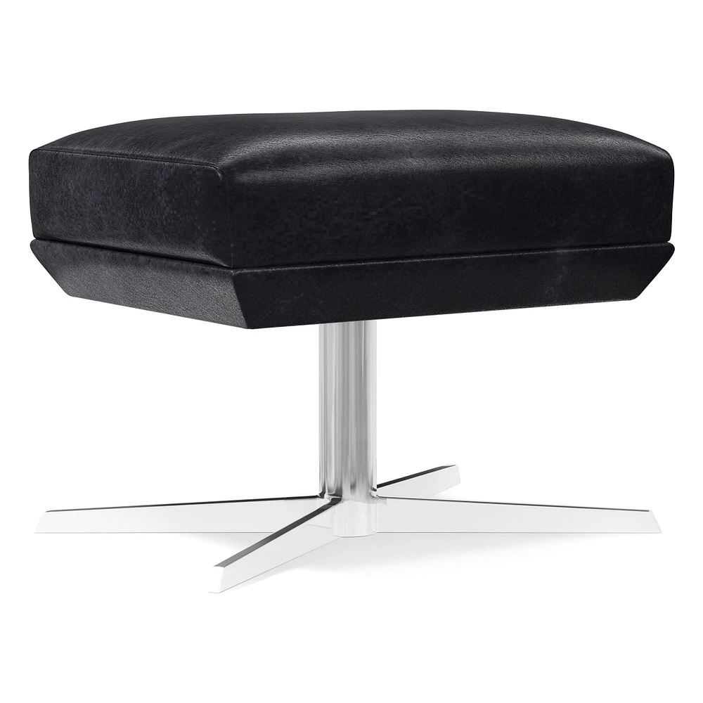 Austin Swivel Ottoman, Poly, Saddle Leather, Nut, Dark Bronze