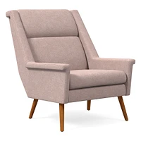 Carlo Highback Chair, Poly, Yarn Dyed Linen Weave, Alabaster, Pecan