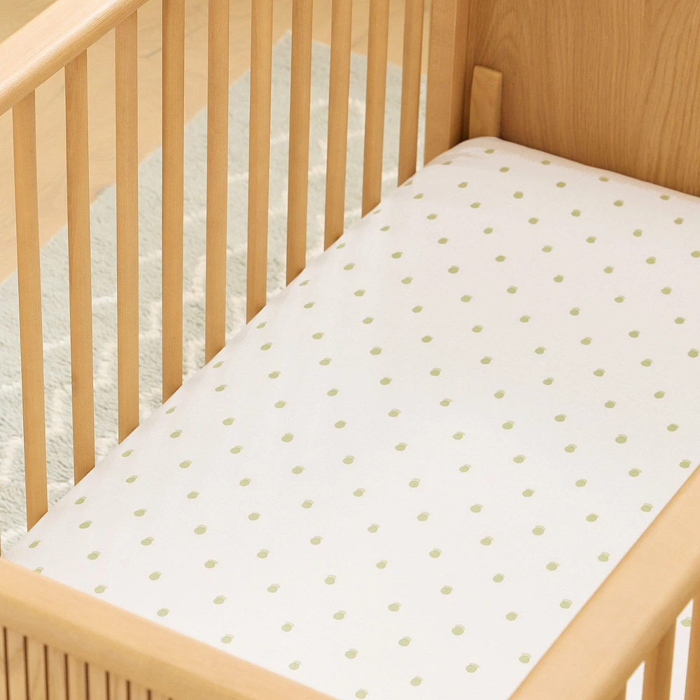 Shadow Dot Crib Fitted Sheet, Light Sage