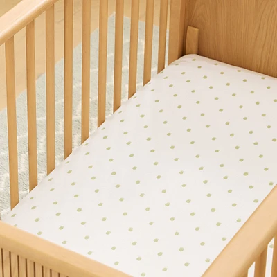 Shadow Dot Crib Fitted Sheet, Light Sage