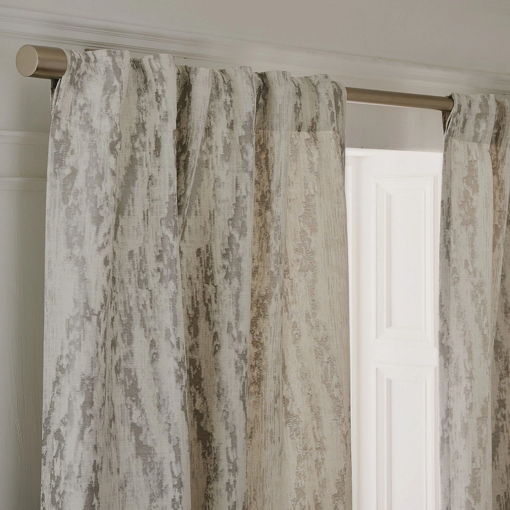 Bark Texture Jacquard Curtain, Unlined, Platinum, 48"x84"