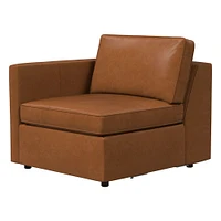 Harris Left Arm Chair, Poly, Saddle Leather, Nut