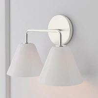 Sculptural 2-Light Sconce, Cone Mini, Clear, Chrome, 8"