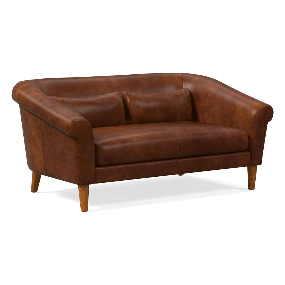 Parlour  82" Sofa, Ludlow Leather, Gray Smoke, Pecan
