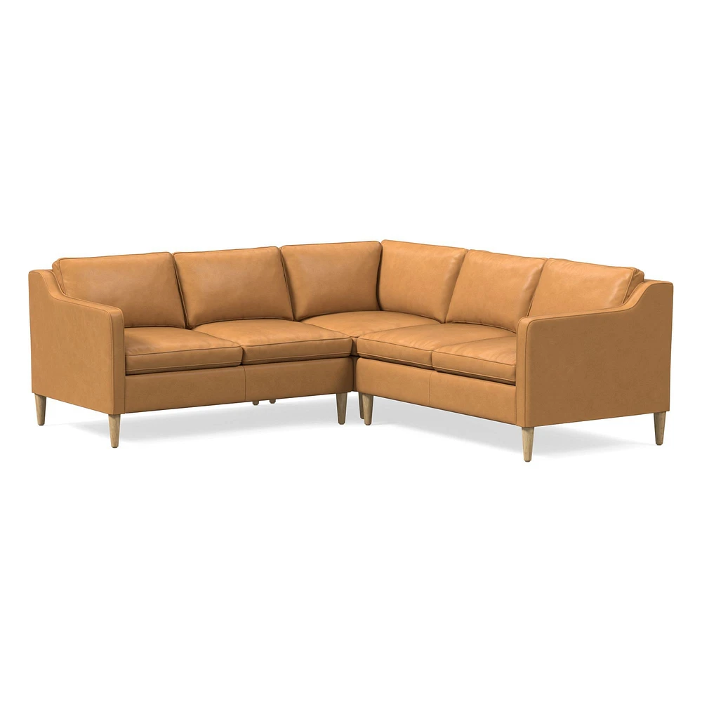 Hamilton 88" 3-Piece Sectional, Ludlow Leather, Gray Smoke, Almond