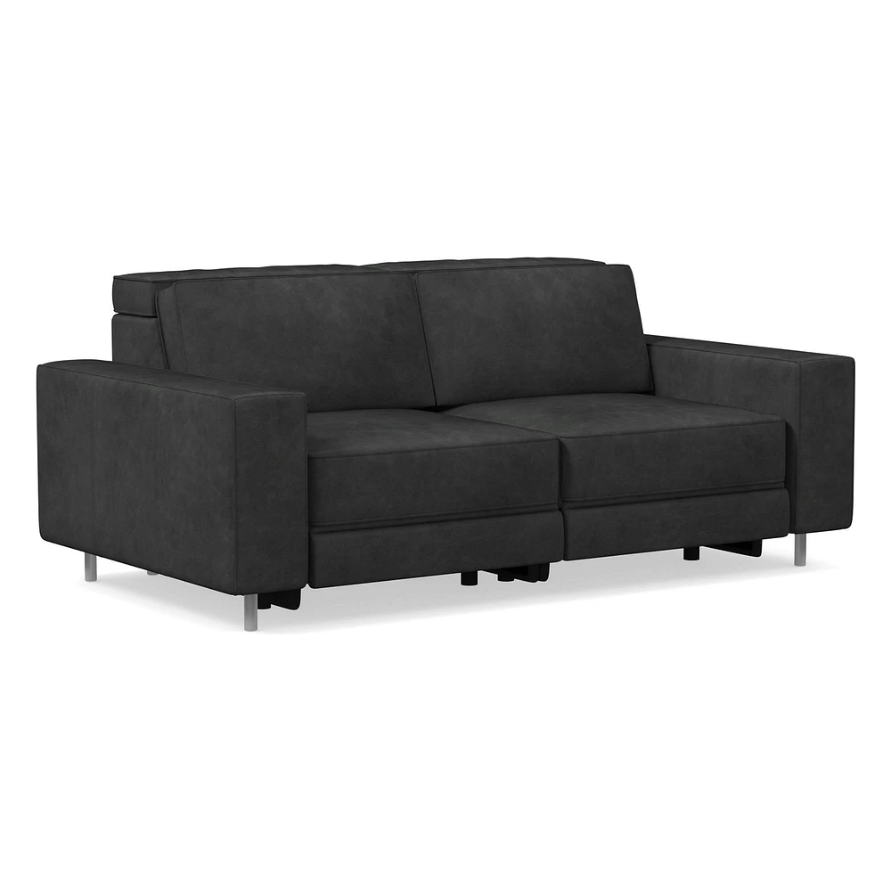 Axel Motion 78" Sofa, Saddle Leather, Nut, Dark Bronze