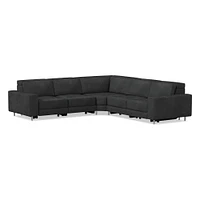 Axel Motion 119" 5-Piece Sectional, Saddle Leather, Nut, Dark Bronze