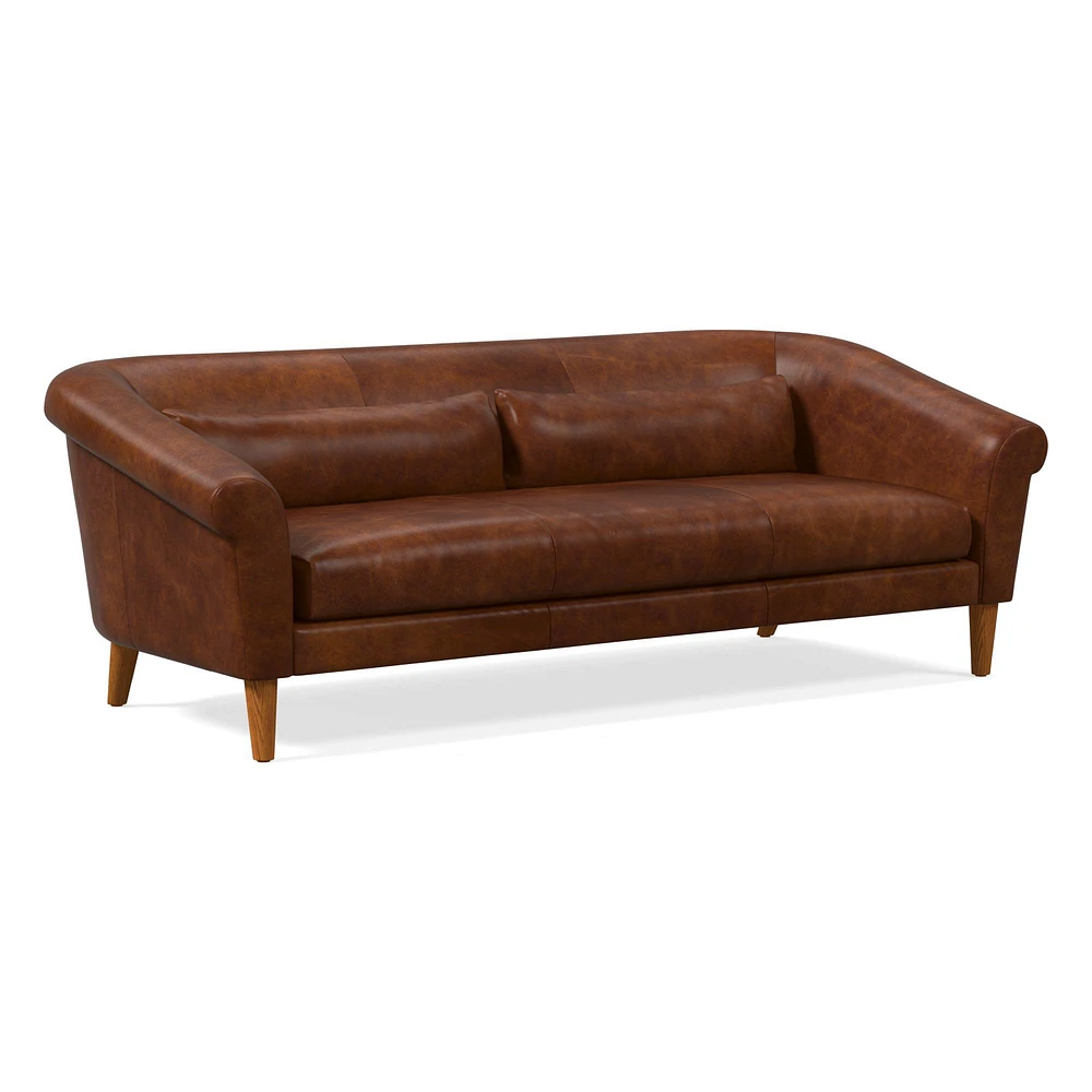 Parlour  82" Sofa, Ludlow Leather, Gray Smoke, Pecan
