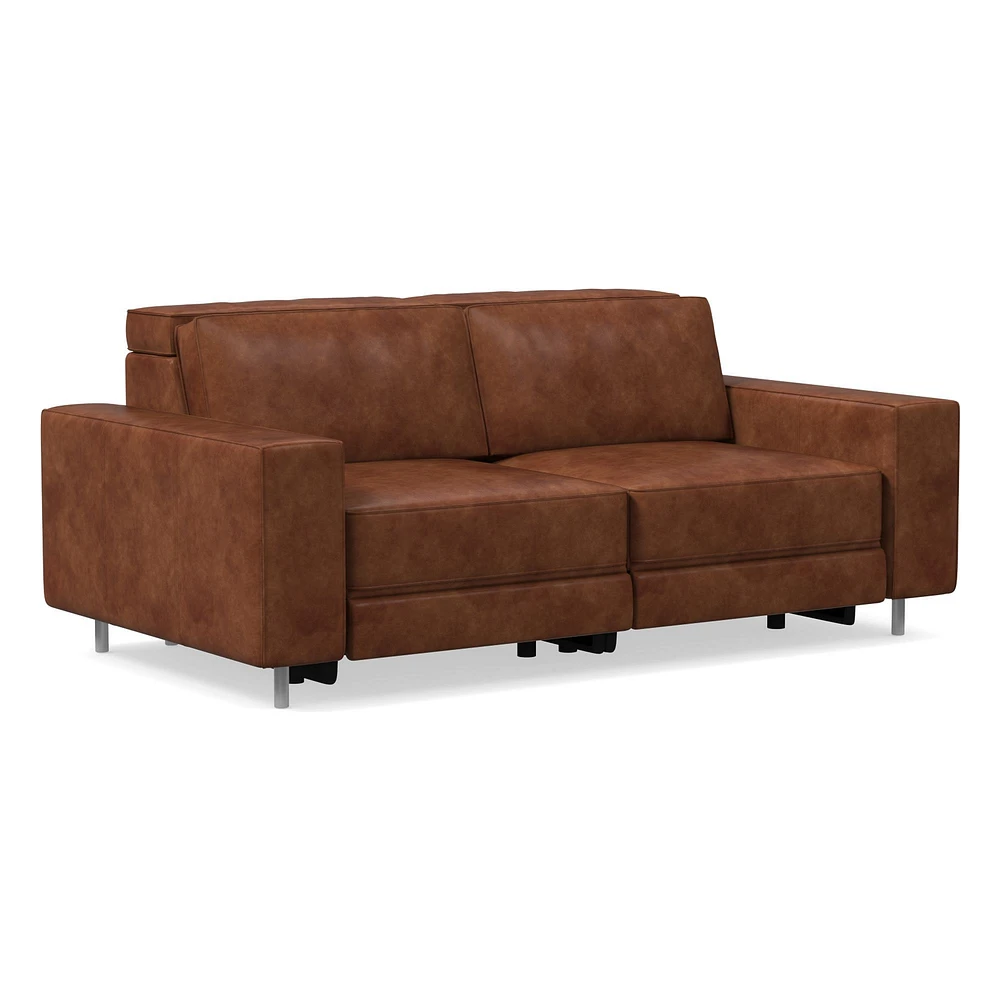Axel Motion 78" Sofa, Saddle Leather, Nut, Dark Bronze