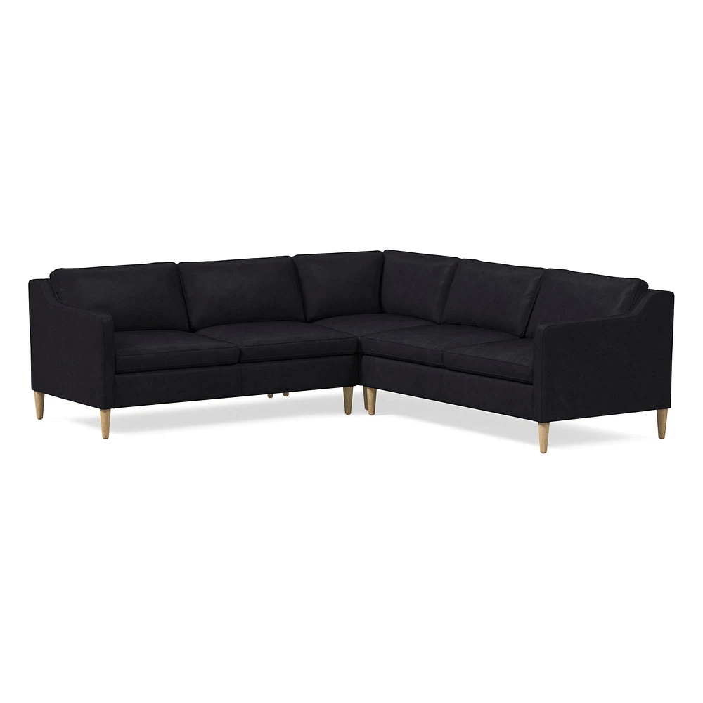 Hamilton 88" 3-Piece Sectional, Ludlow Leather, Gray Smoke, Almond