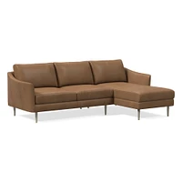 Sloane 96" Right 2-Piece Chaise Sectional, Saddle Leather, Nut, Champagne Bronze