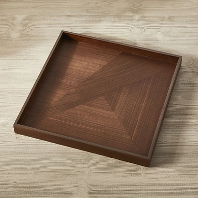 Chip & Dent: Modern Marquetry Square Tray, 20x20, Walnut