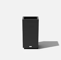 Block Series Pedestal Planter, 13.5"SQ x 26"H, Black