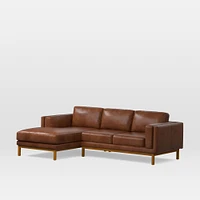 Dekalb 102" Right 2-Piece Chaise Sectional, Sierra Leather, Fog, Acorn