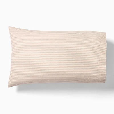 Printed Pinstripe Set of 2 Pillowcase, Standard, Camel