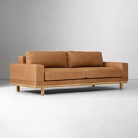 Dewitt 76" Sofa, Vegan Leather, Saddle, Blonde