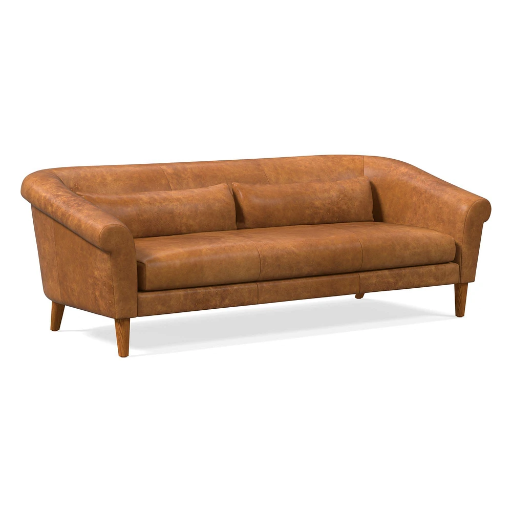 Parlour  82" Sofa, Ludlow Leather, Gray Smoke, Pecan