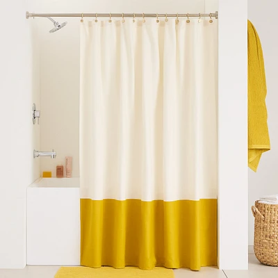 Colorblock Canvas Shower Curtain, 72x74, Dark Horseradish