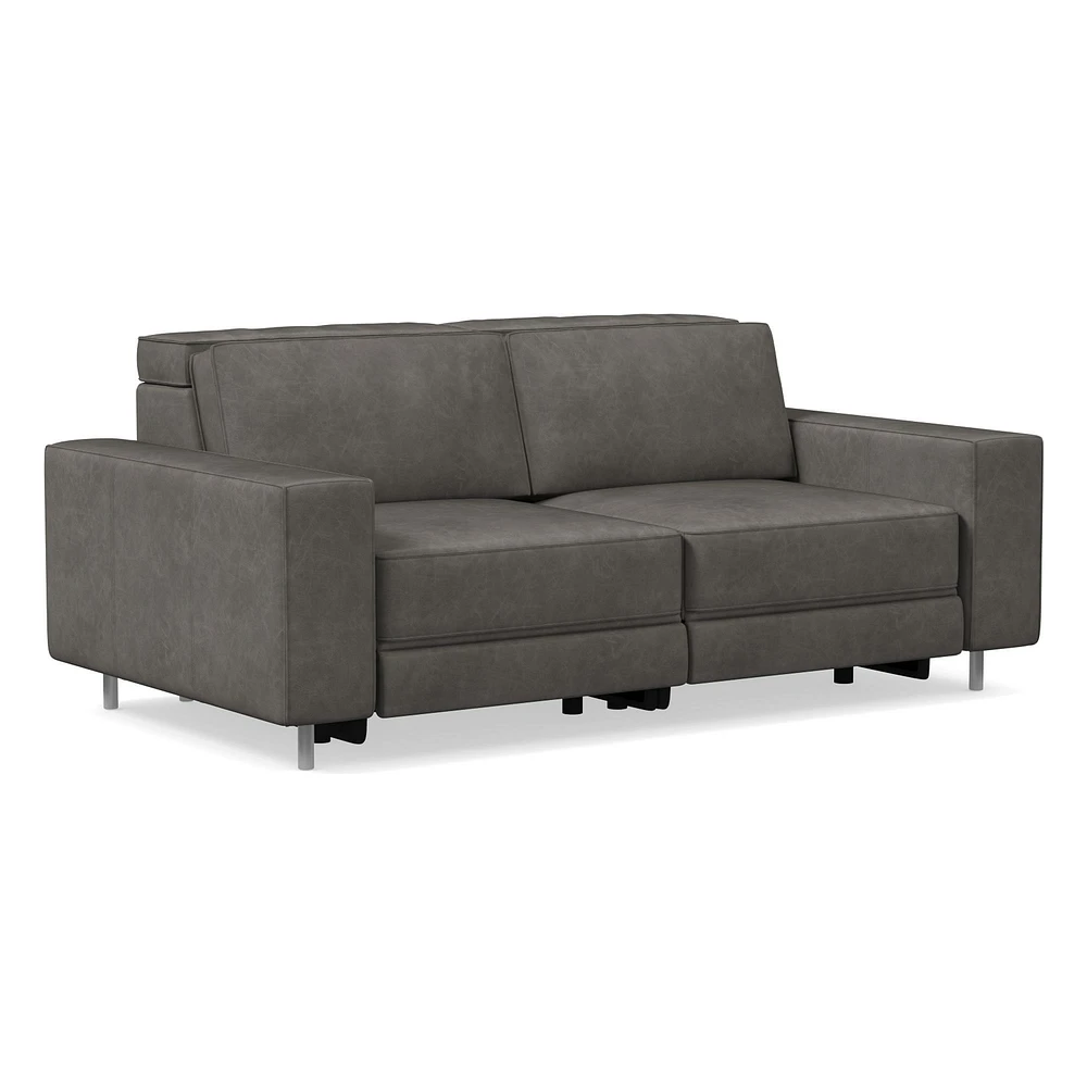 Axel Motion 78" Sofa, Saddle Leather, Nut, Dark Bronze