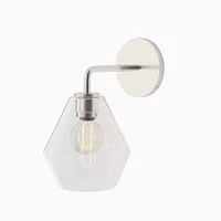 Sculptural Sconce, Geo Small, Milk, Chrome, 7"