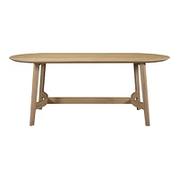 Solid Oak Oval Dining Table, Small (76"), Dark Brown