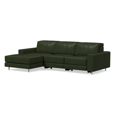 Axel Motion 108" Right 3-Piece Reclining Chaise Sectional, Saddle Leather, Nut, Dark Bronze