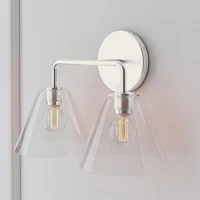 Sculptural 2-Light Sconce, Cone Mini, Clear, Chrome, 8"