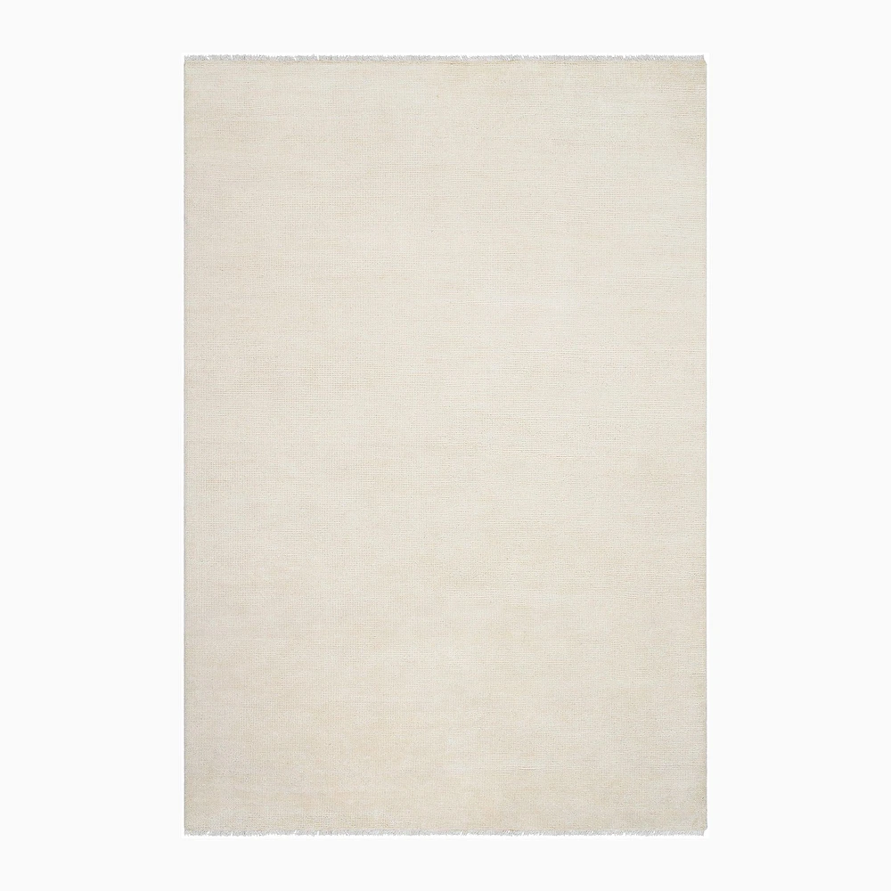 WE Handknotted Solid Rug, Alabaster, 6'x9'