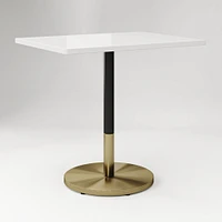 Restaurant Table,Top 24x32 Rect,Grey Concrete Quartz  + Dining Ht Orbit Base, Bronze/Brass